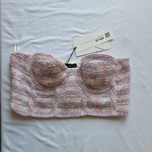 NWT Zara Pink and White Plaid Crop Top